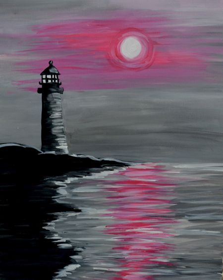 lighthouse seaside canvas painting