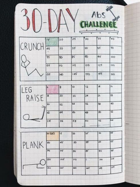 a simple monthly exercise tracker